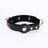Suede finish dog collar with tracker tag holder in brown