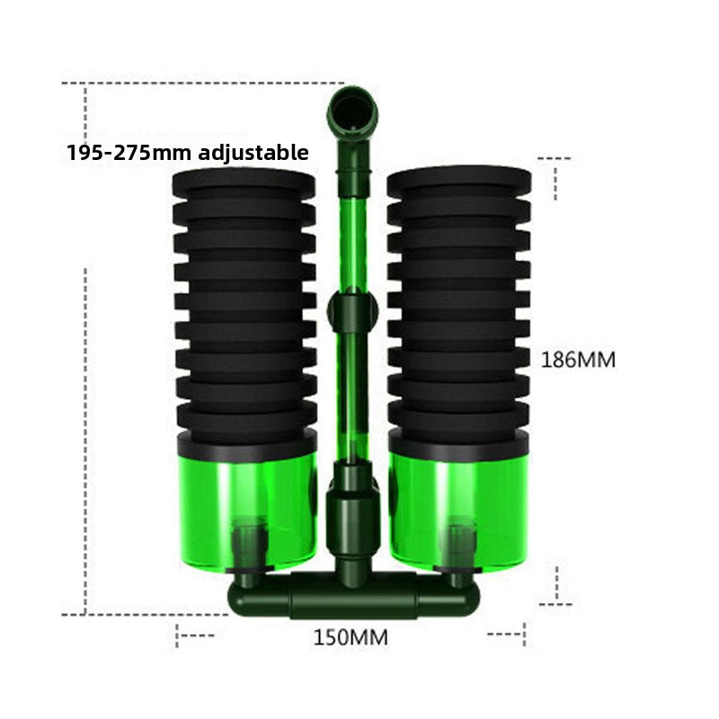 Double sponge air driven aquarium filter for small tanks, view 3