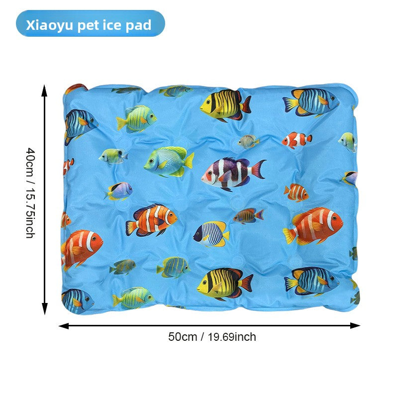 Ice silk PVC pet cooling mat, size 40 x 50cm Fish