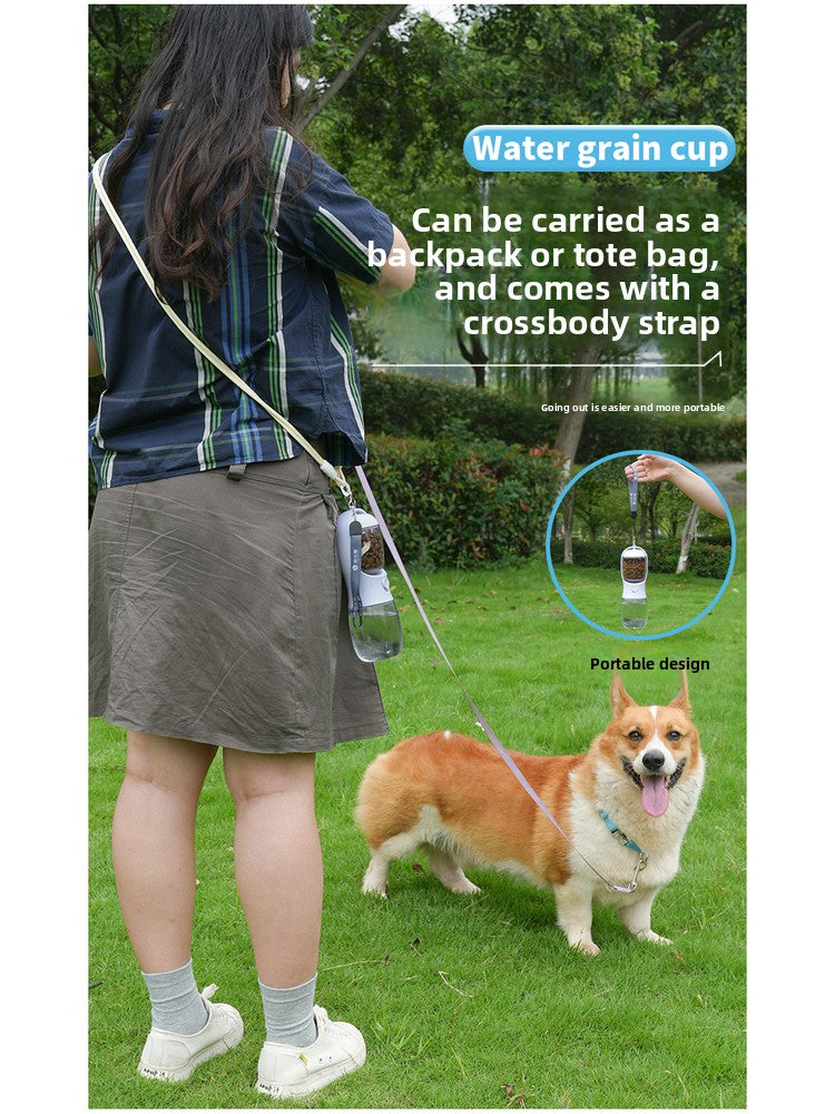 2-in-1 Portable Pet Water Bottle and Food Container for Walks, Leak-Proof Design