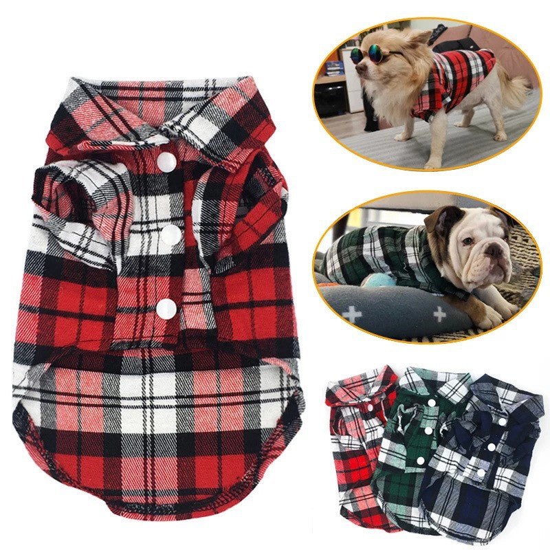 Plaid summer shirt for small dogs and cats, available in 3 colours, image 1