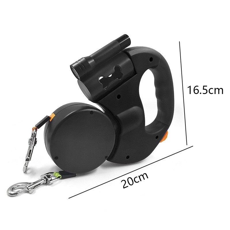 Two-headed retractable lead for dogs, available from Pet Royale UK