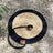 Round woven cattail grass cat scratch mat in Black, size 40cm Diameter