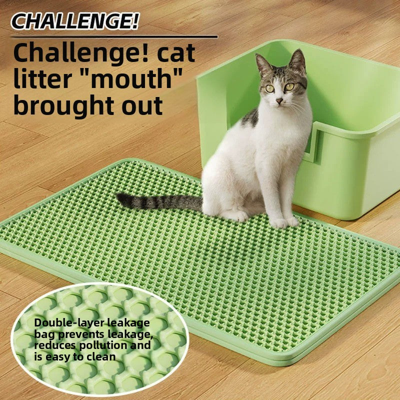 Leak-Proof Double Layer EVA Cat Litter Mat, Anti-Splash