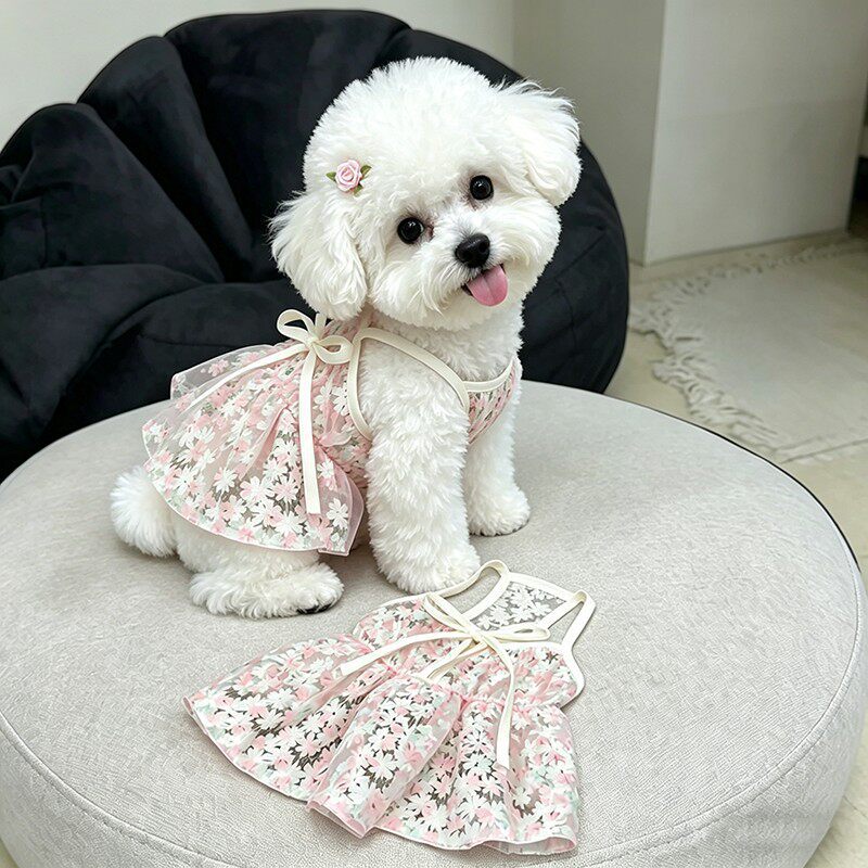 Cherry blossom slip dress for small dogs, in Pink Cherry Blossom, image 4