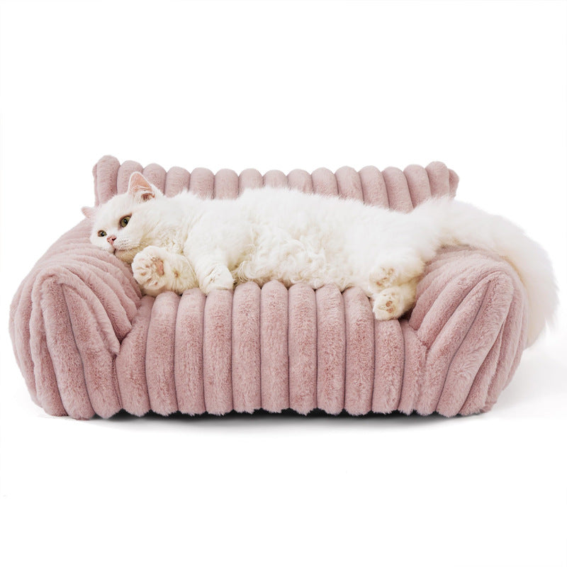 Removable washable pet bed with wavy grid, second detail photo