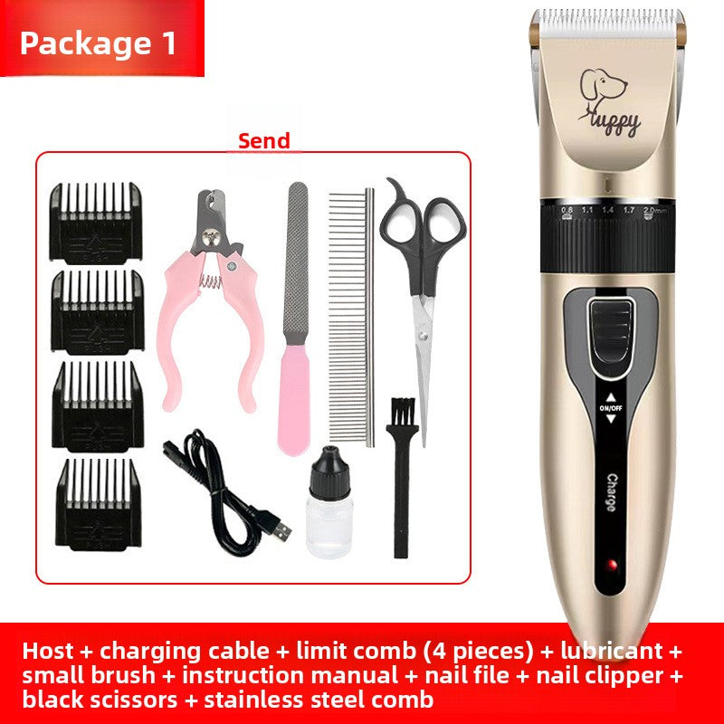 USB Rechargeable Pet Hair Clipper with Ceramic Blade and Attachments
