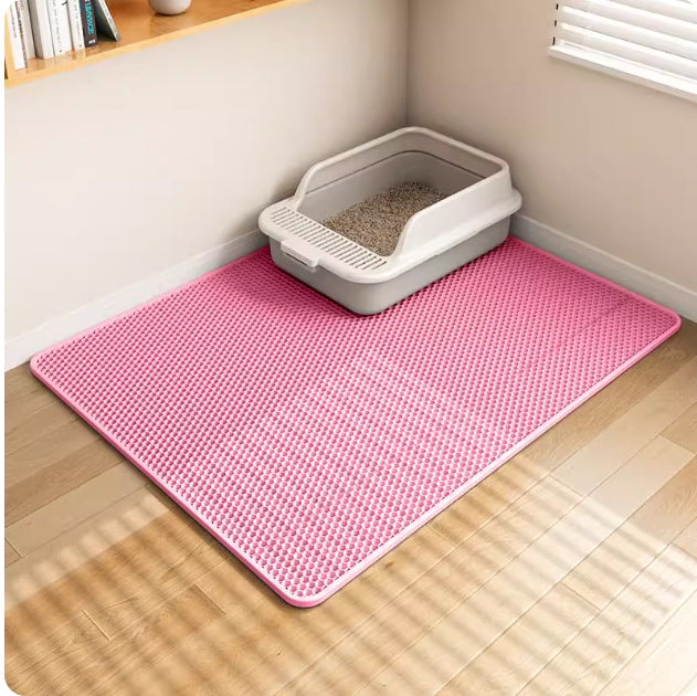 Waterproof Cat Litter Mat with Hexagonal Holes, Wear-Resistant EVA