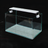 Curved glass goldfish tank on a desk with plants, view 4