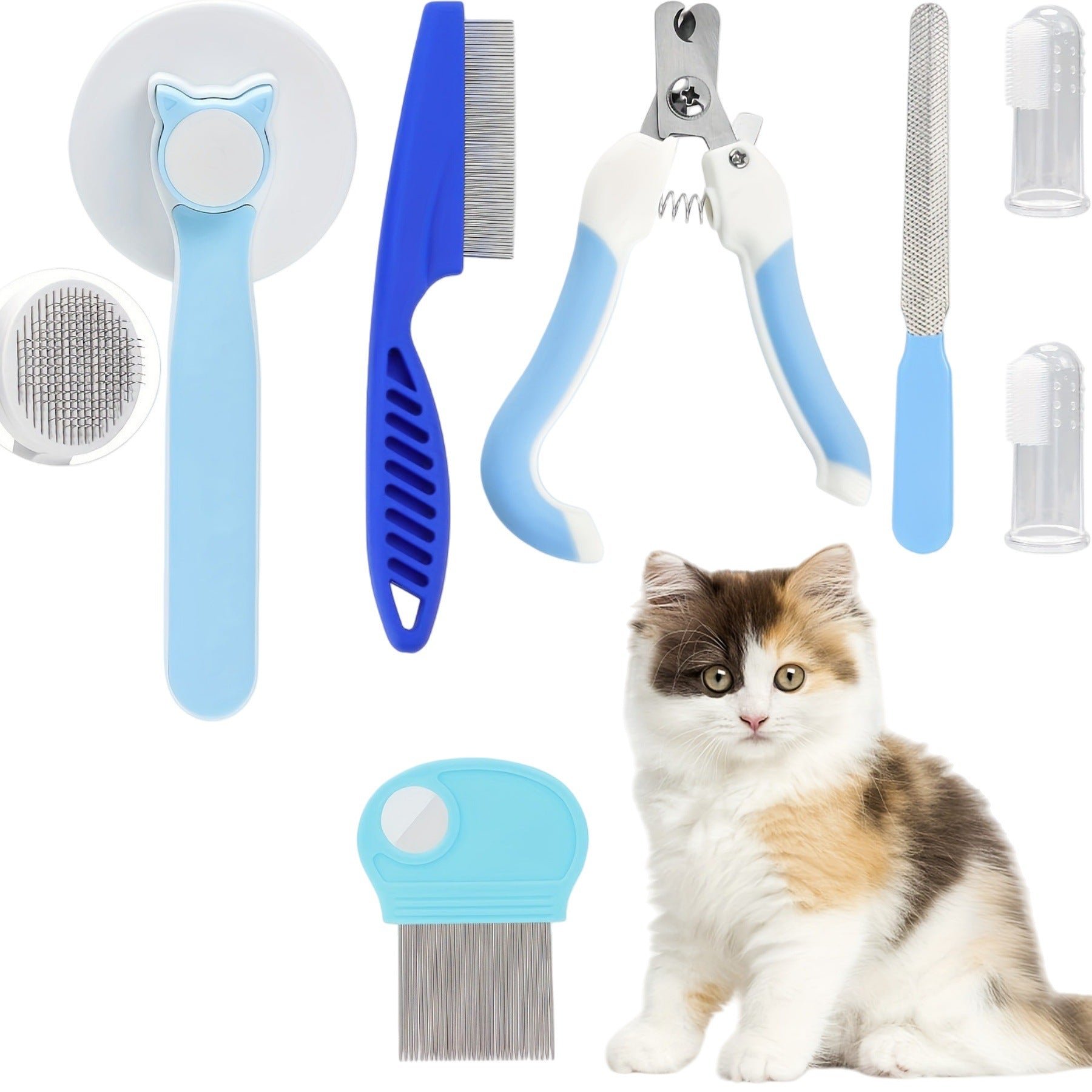8-Piece Stainless Steel Pet Grooming Kit with Nail Clippers