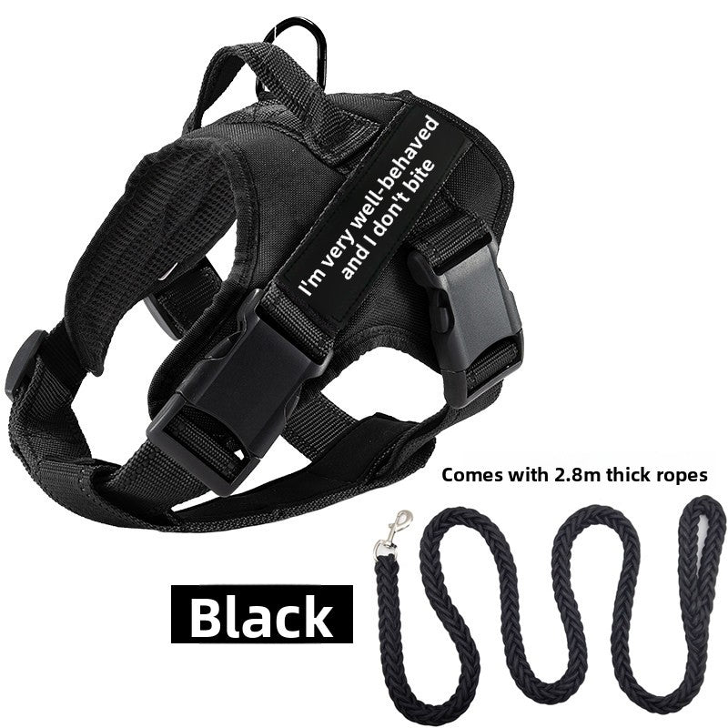Vest dog harness with braided rope lead set in red, product image 25