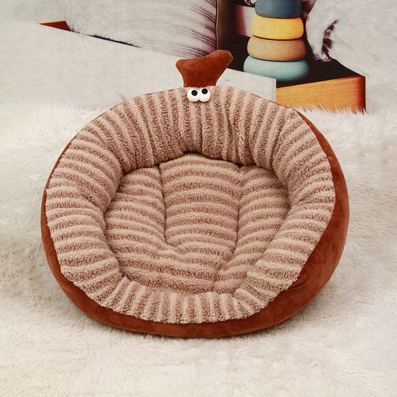 Round cartoon animal pet bed with chick face, product image 2