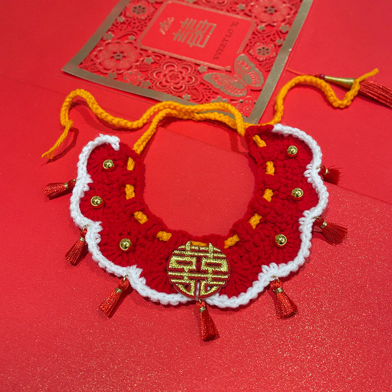Hand knitted Christmas and floral pet scarf for dogs and cats, image 21