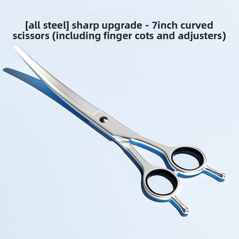 Pet Grooming Scissors Set, Straight, Curved and Serrated Shears