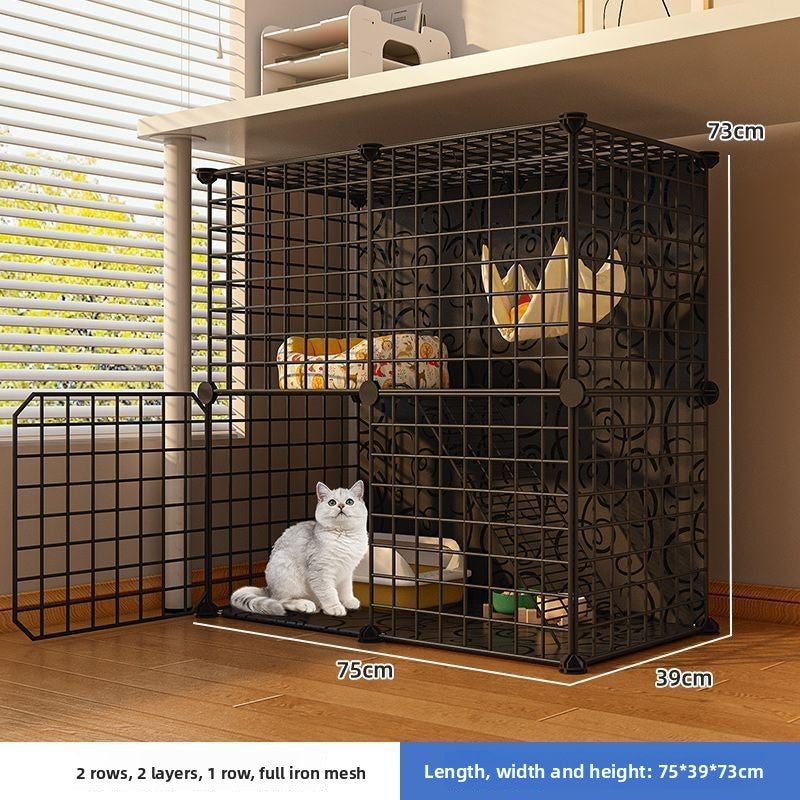 Indoor plastic cat cage with litter area and cat bed, view 59