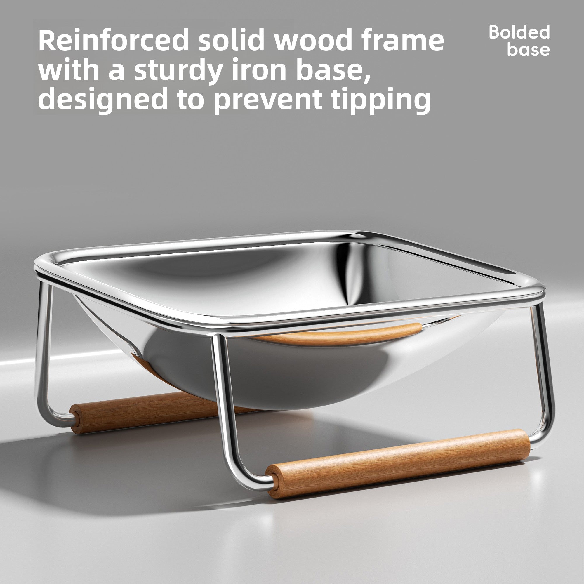 Elevated Double Dog Bowl in 304 Stainless Steel, Anti-Spill Non-Slip Feeder for Large Dogs