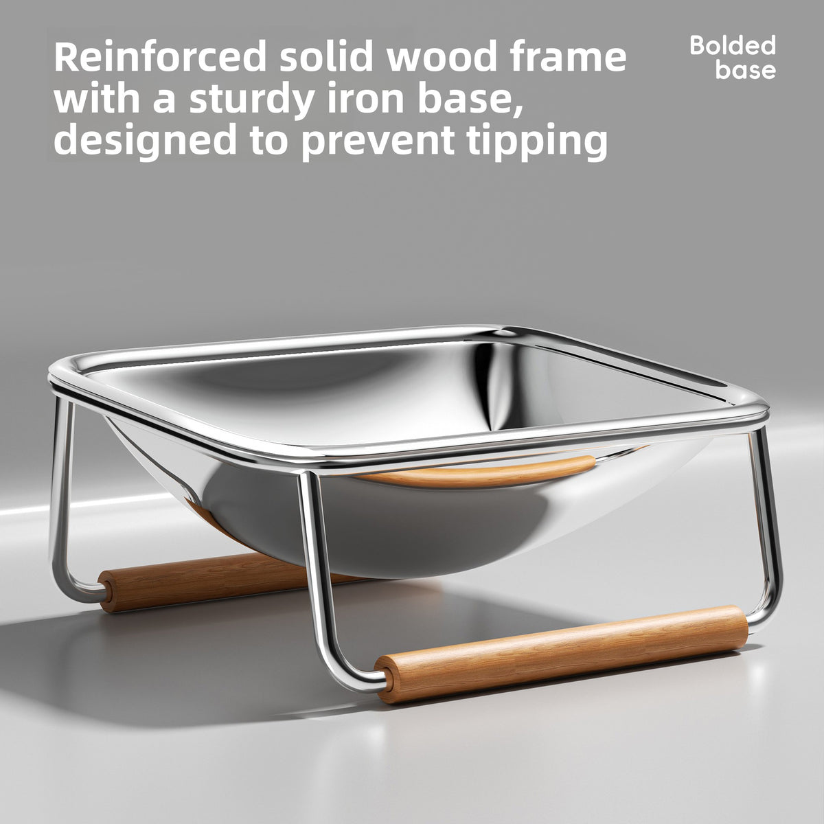 Elevated Double Dog Bowl in 304 Stainless Steel, Anti-Spill Non-Slip Feeder for Large Dogs