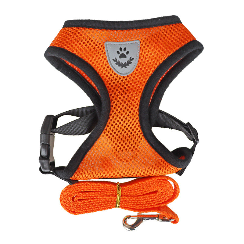 Adjustable reflective vest harness for dogs and cats in black, view 38
