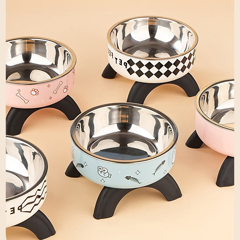 Elevated Pet Food Bowl with Stainless Steel Insert