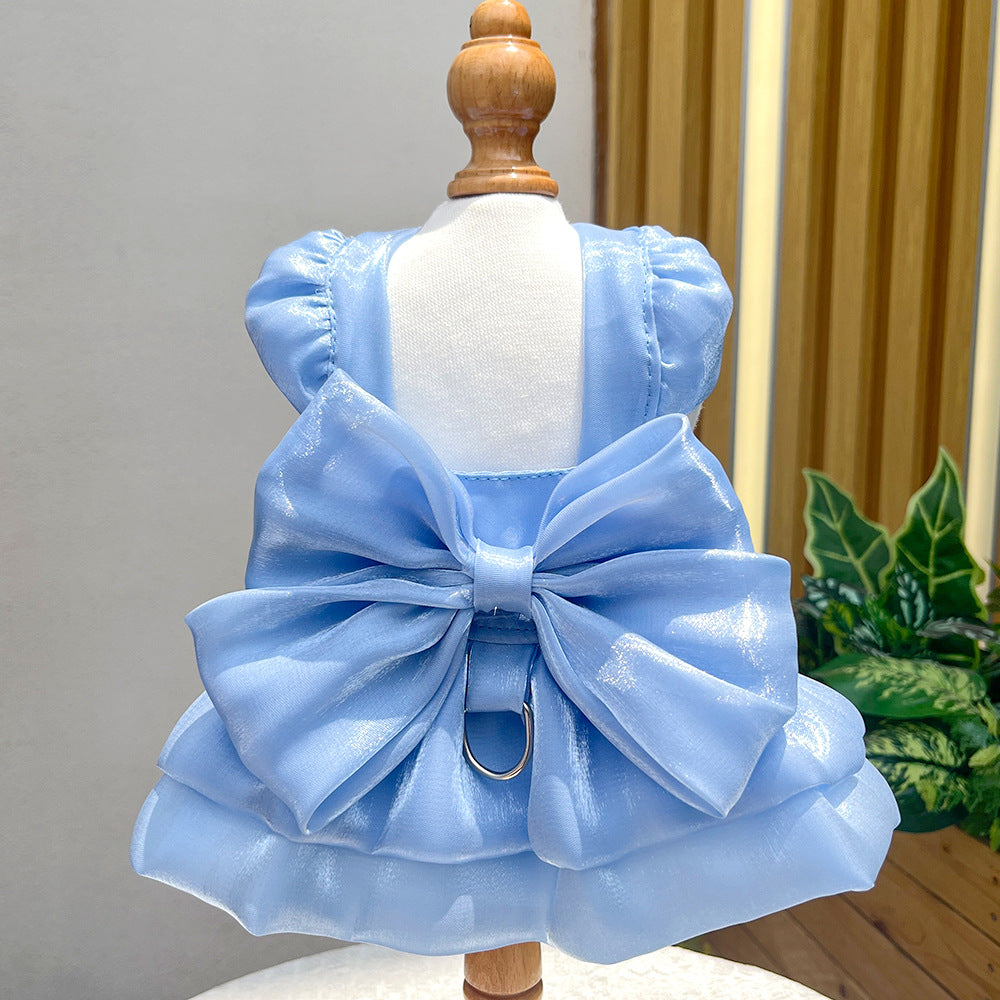 Lace pet wedding dress for small dogs and cats in Blue, size 2XL