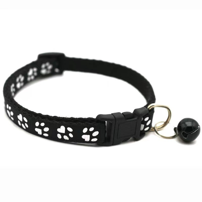 Elastic nylon cat collar with bell and paw print patch, product image 11