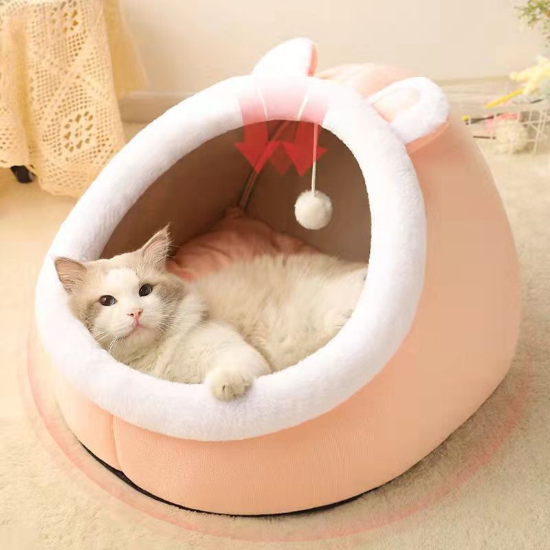 Rabbit design semi-enclosed pet bed for cats and small dogs, photo 2