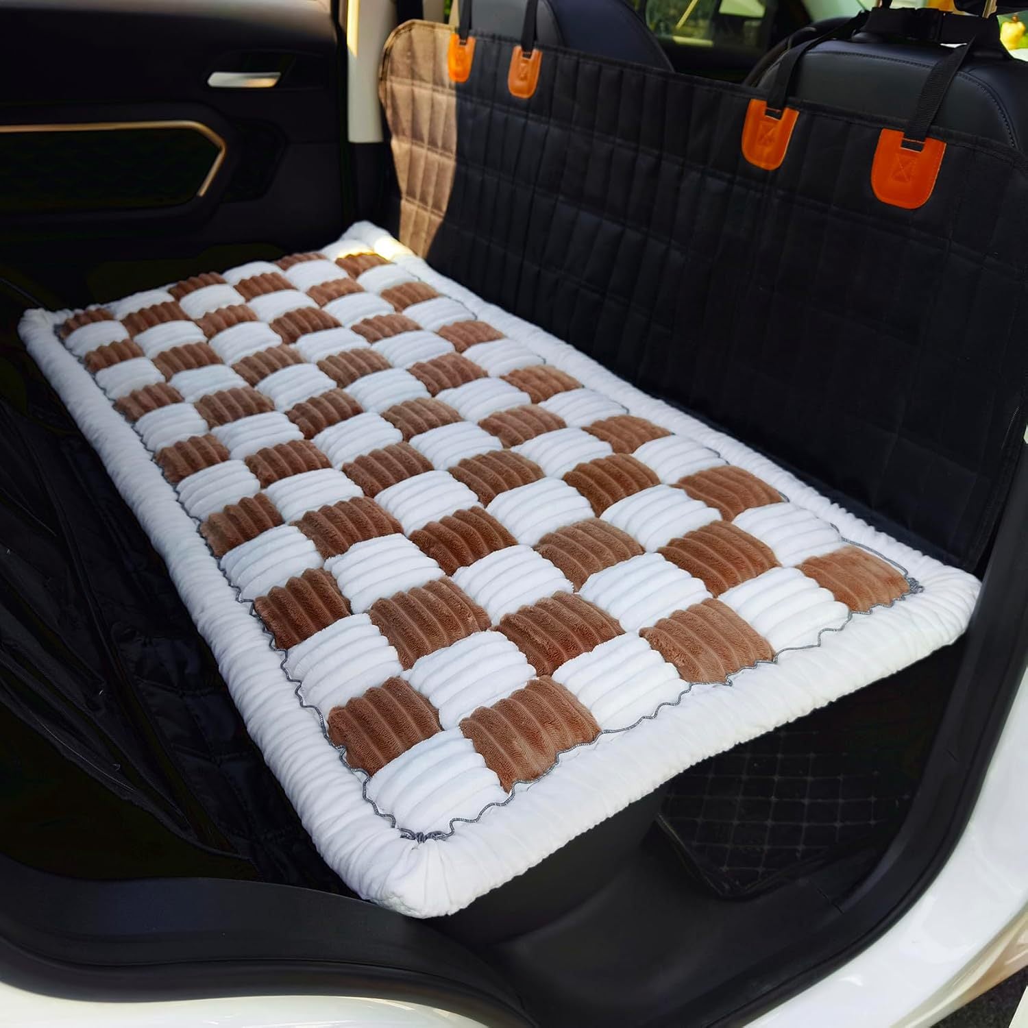 Plush checkerboard dog mat floor rug, photo 10 of 10