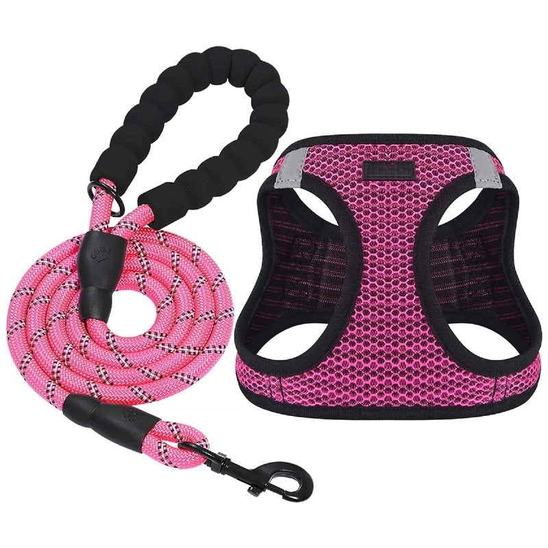 Lightweight nylon dog harnesses in black and pink