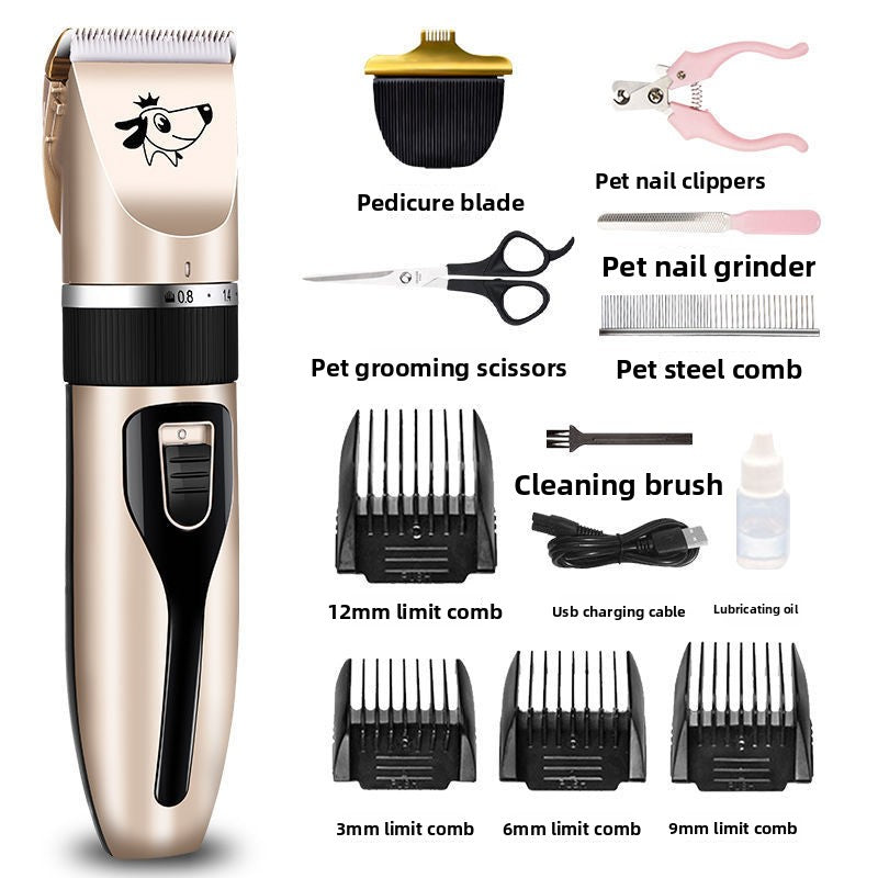 Pet Hair Clipper Set with 4 Limit Combs, Rechargeable Dual Voltage