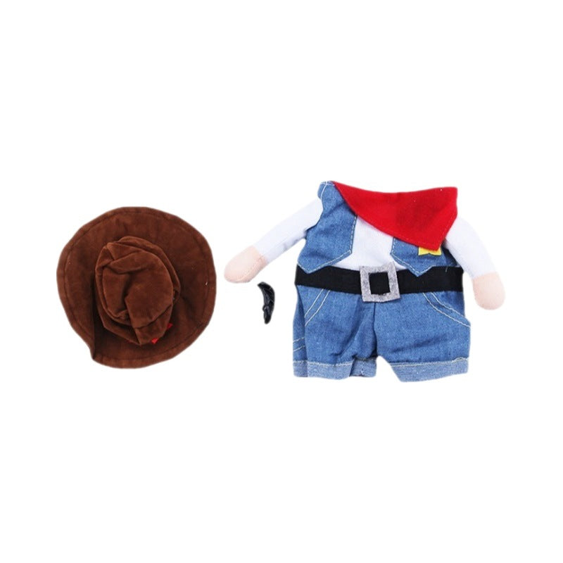 Cowboy denim look hooded jumpsuit for dogs and cats, in Denim Cowboy, image 5