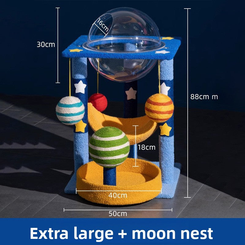 Vertical sisal cat climbing frame with space capsule, detail photo 6