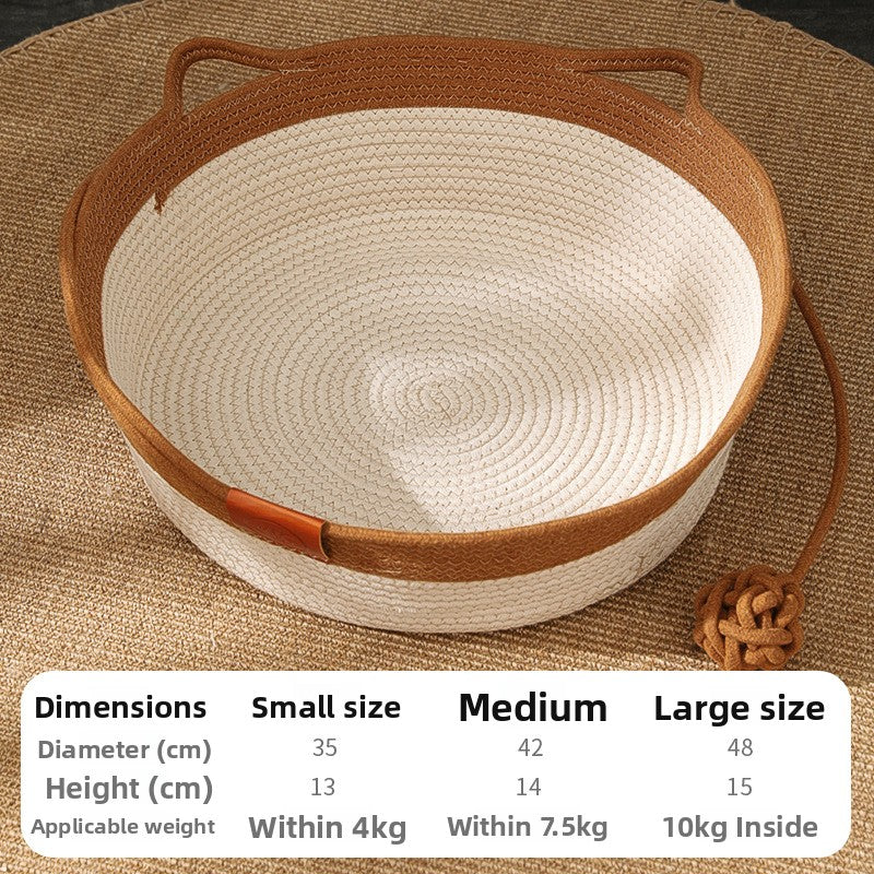 Handwoven rattan and cotton rope cat nest bed, product image 4