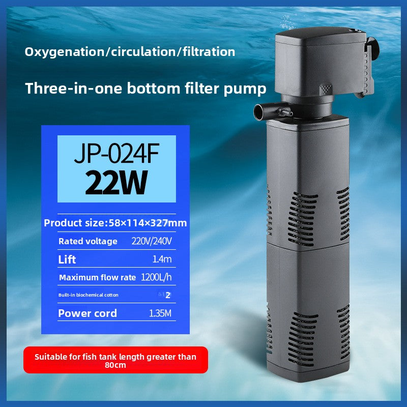 Submersible aquarium filter pump with aeration for fish tanks, view 8