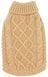 Cable knit roll neck dog jumper in wool knit in Pink, top view