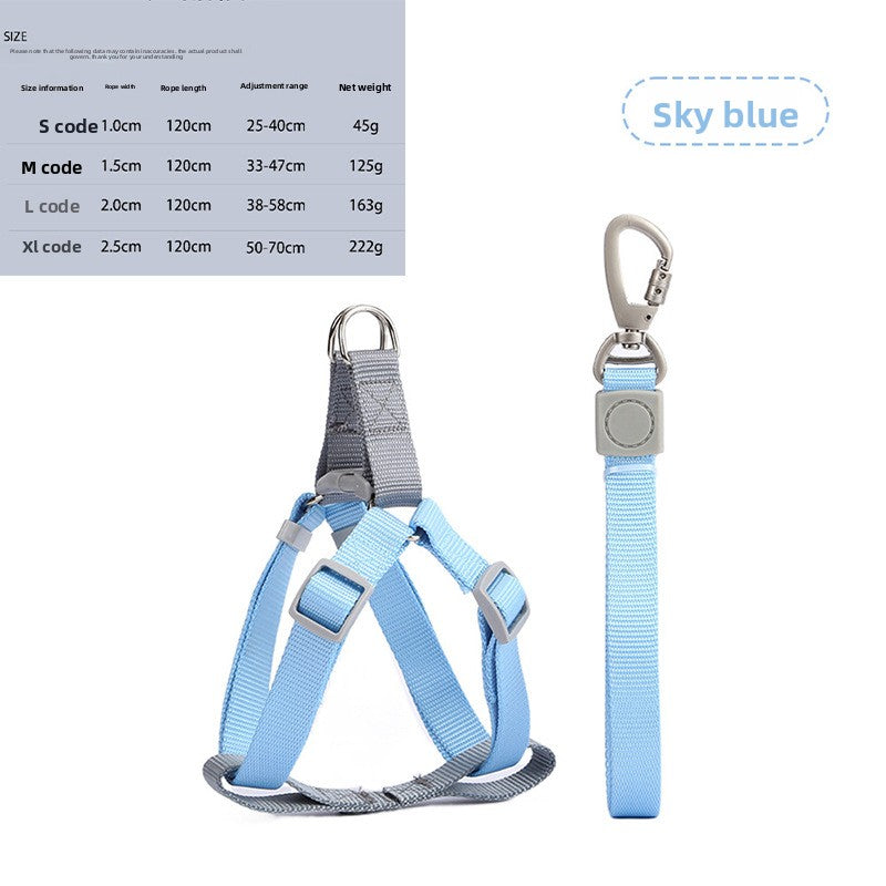 No pull dog harness and lead set in blue polyester
