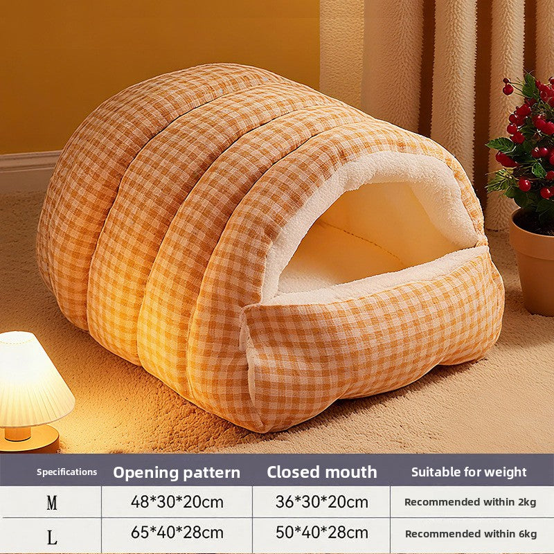 Enclosed washable cat cave bed with removable cushion, medium size, view 16 of 17