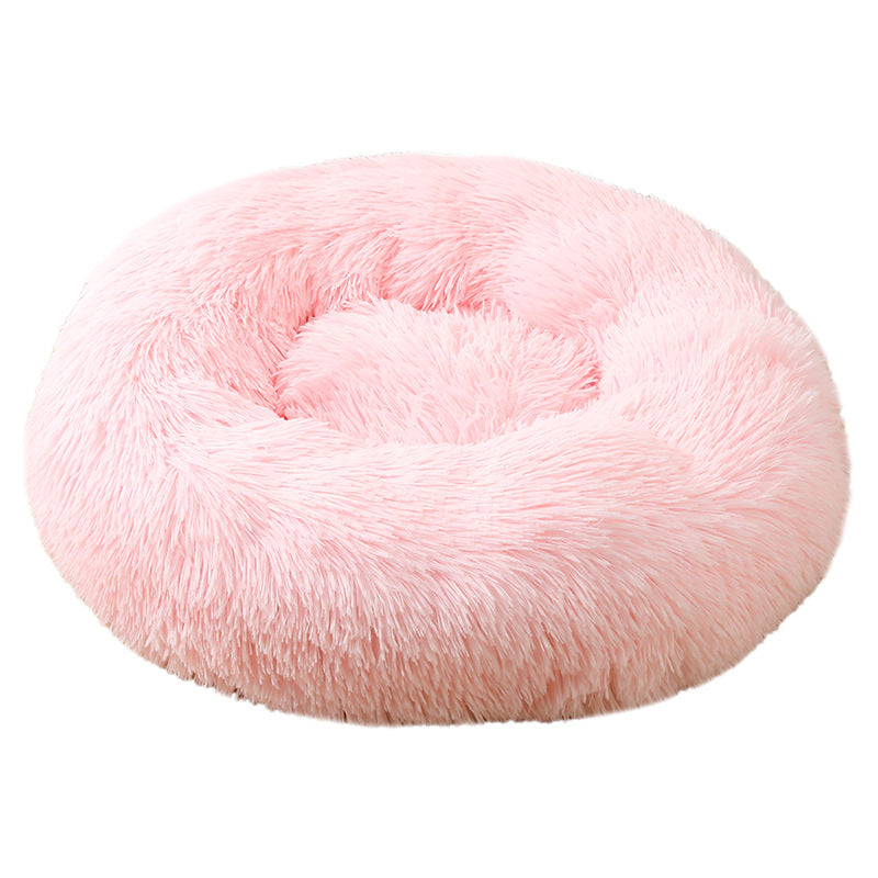 Round Plush Pet Bed Donut Cat Dog Nest Mat