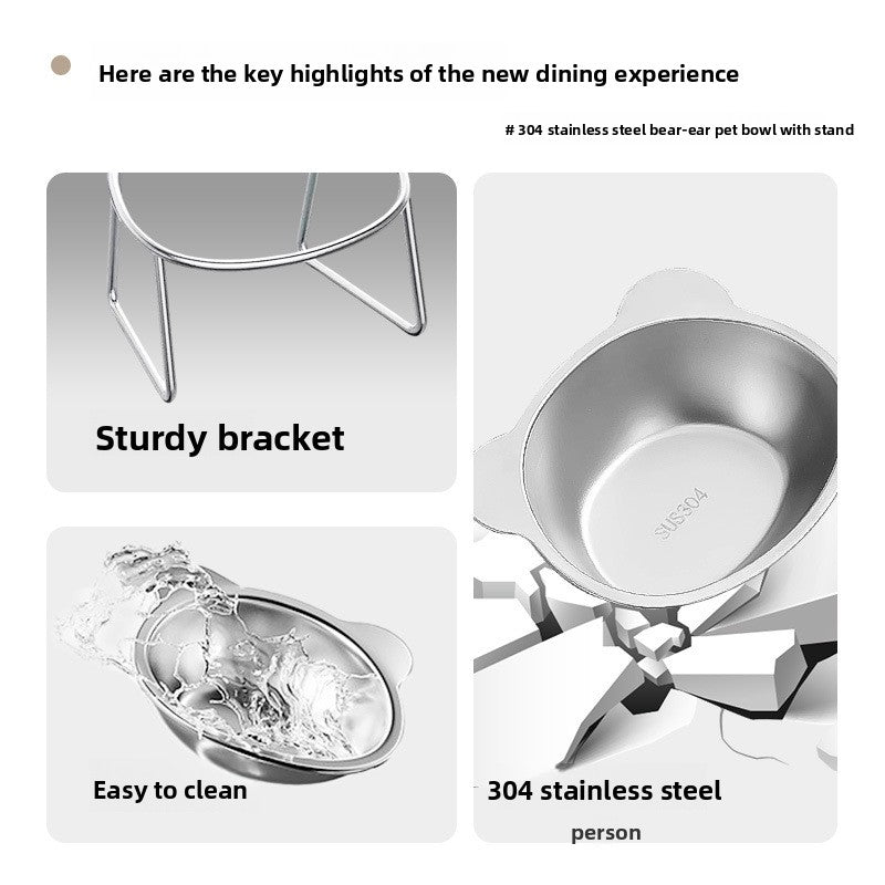 Stainless steel elevated pet bowl with stand - photo 3