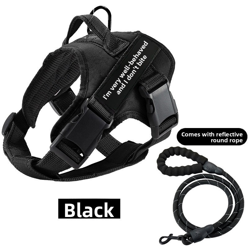 Vest dog harness with braided rope lead set in red, product image 13