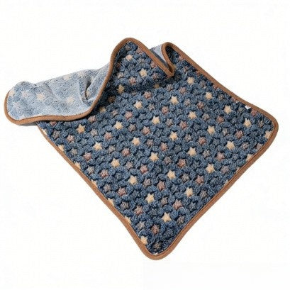 Soft flannel pet blanket with coffee brown footprint print, view 40
