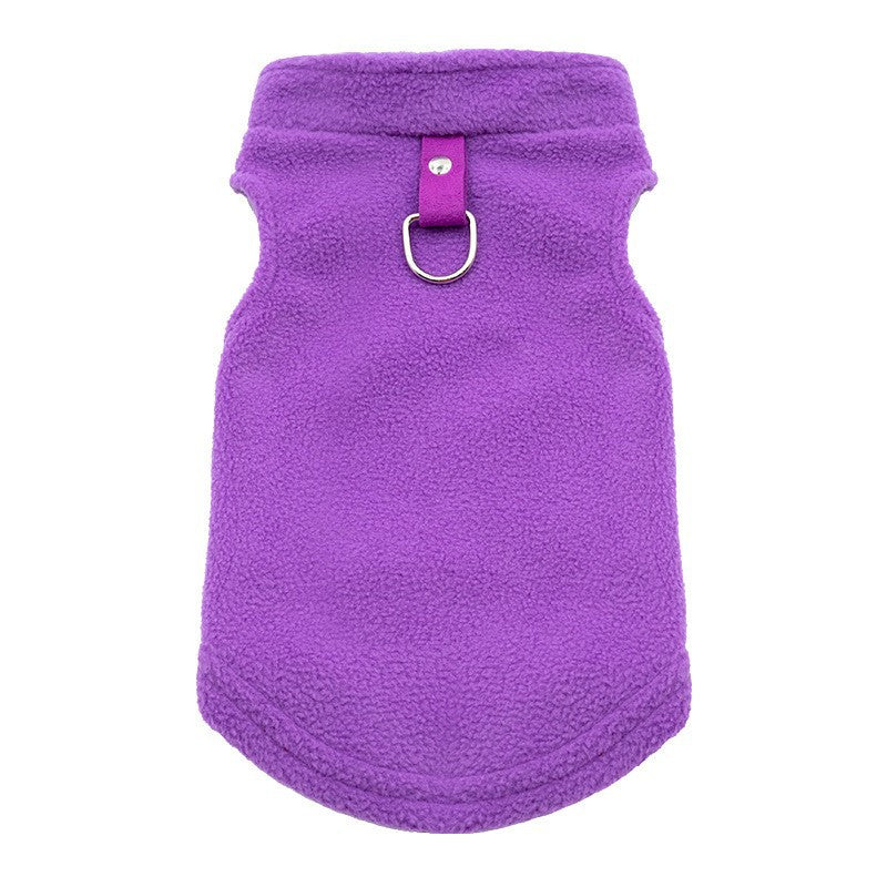 Soft hooded pet sweatshirt with pocket in Coffee Vest, top view