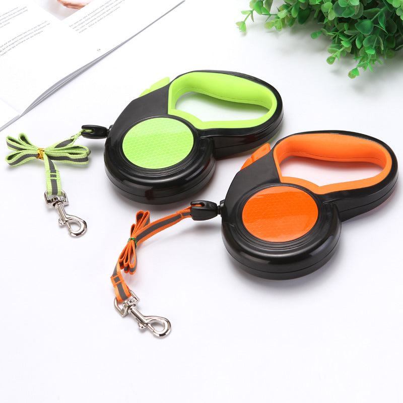 Long retractable dog lead with collar, 3 lengths available