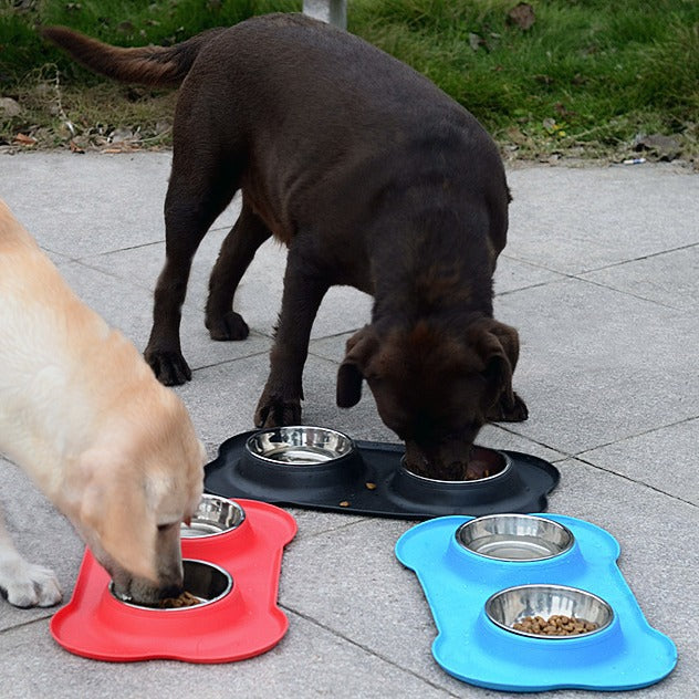 Double dog bowl with removable stainless steel bowls, photo 4 of 8