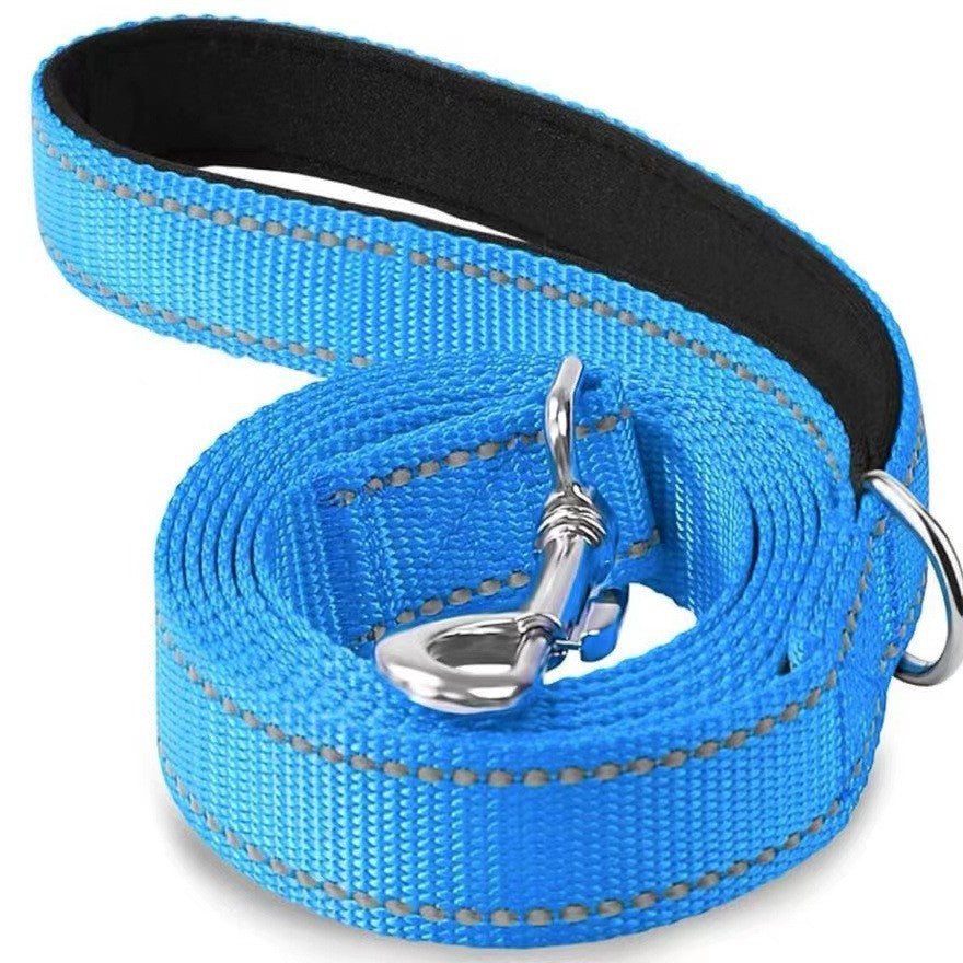 Double-sided reflective nylon dog lead in 4 colour options