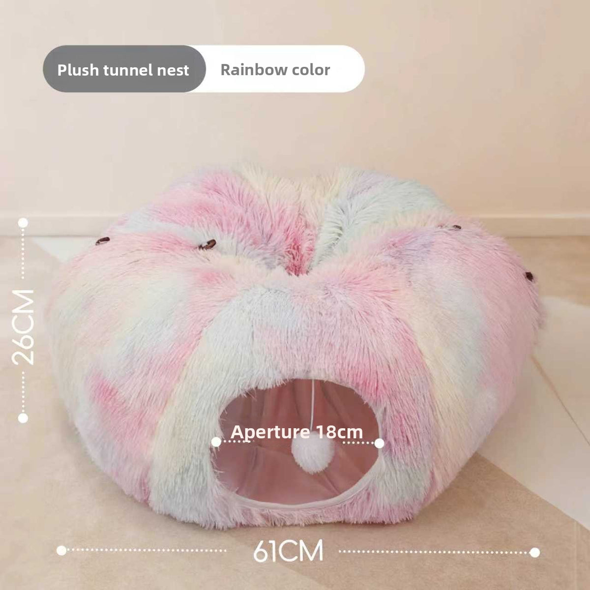 Foldable plush cat tunnel bed and play tunnel, view 6