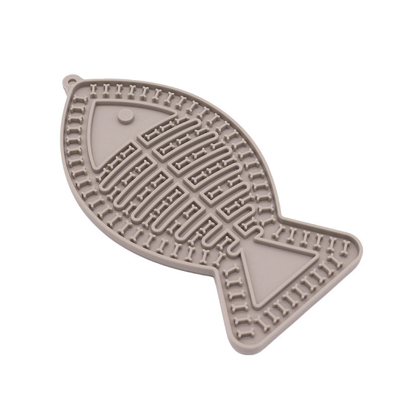 Fish-Shaped Silicone Slow Feeder Mat with Non-Slip Base for Dogs and Cats