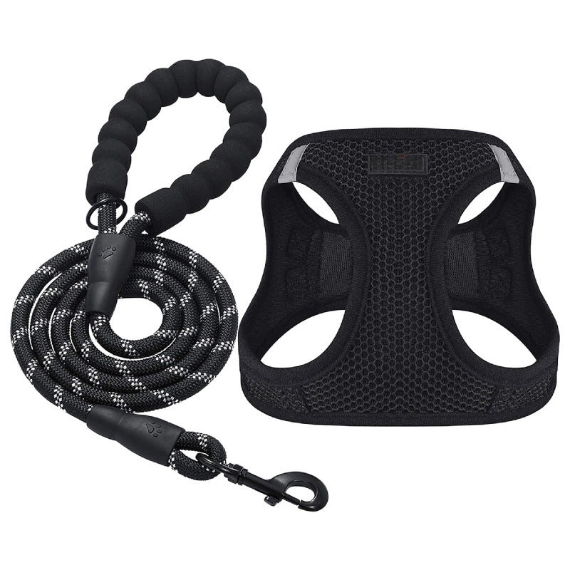 Breathable I shape reflective dog harness in blue