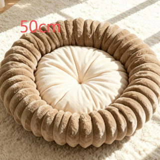 Round Flannel Pet Bed Cushion with PP Cotton Filling