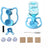 Gravity pet water dispenser bowl with anti-tip base in Floor Standing, Blue