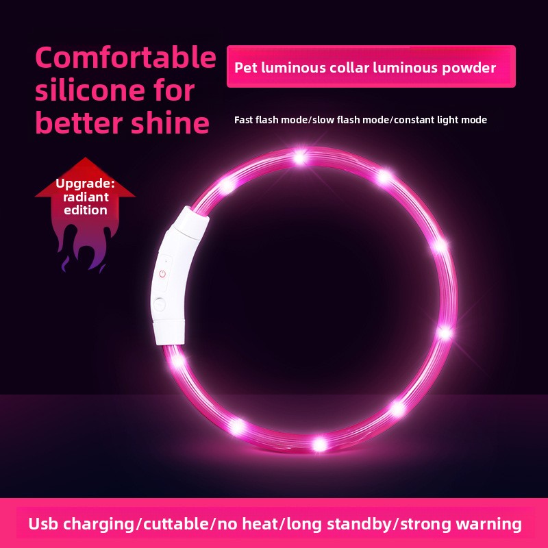 Rechargeable glowing LED dog collar for night walks, view 9